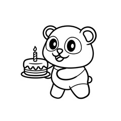 panda holding birthday cake coloring book