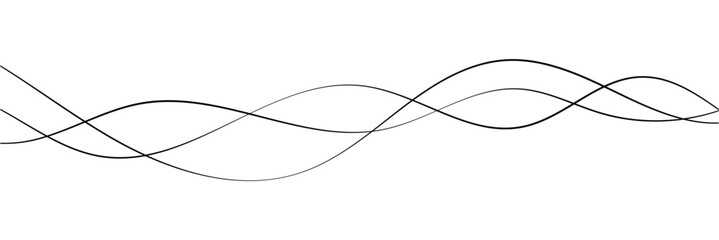 Abstract Wavy Line. Wavy line horizontal divider outline minimalist art. Thin line wavy abstract vector. Curve wave seamless pattern. Line art striped graphic template. On white background in eps 10.