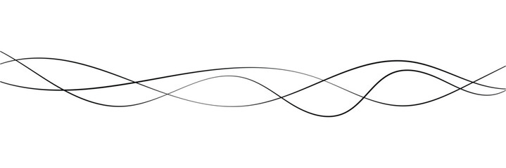 Abstract Wavy Line. Wavy line horizontal divider outline minimalist art. Thin line wavy abstract vector. Curve wave seamless pattern. Line art striped graphic template. On white background in eps 10.