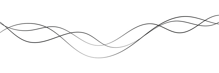 Abstract Wavy Line. Wavy line horizontal divider outline minimalist art. Thin line wavy abstract vector. Curve wave seamless pattern. Line art striped graphic template. On white background in eps 10.