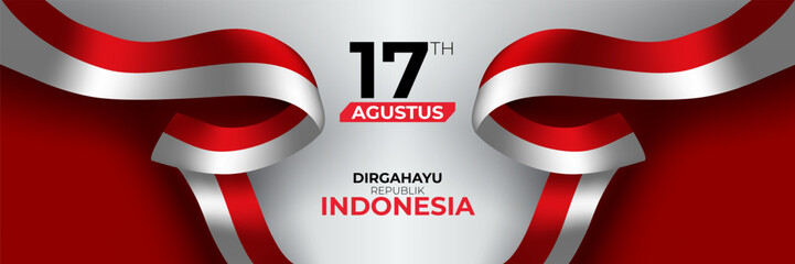 Indonesia flag vector Independence Day banner red and white background