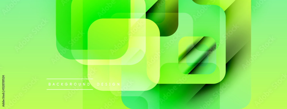 Leinwandbilder Abstract green background. Overlapping squares create dynamic visual effect. Modern design suitable for digital projects.