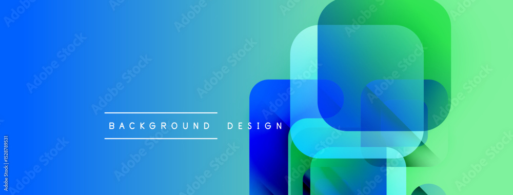 Aufkleber Abstract gradient background features overlapping squares. Blue transitions to green creating modern visual effect. Text reads background design.