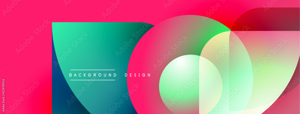 Aufkleber Abstract vibrant design features overlapping circles, gradients. Pink, turquoise hues create modern visual impact. Text reads background design.