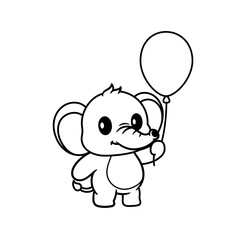 elephant and birthday balloons coloring book