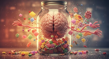 Sugar Rush The Brain's Sweet Addiction - A Jar of Colorful Candies