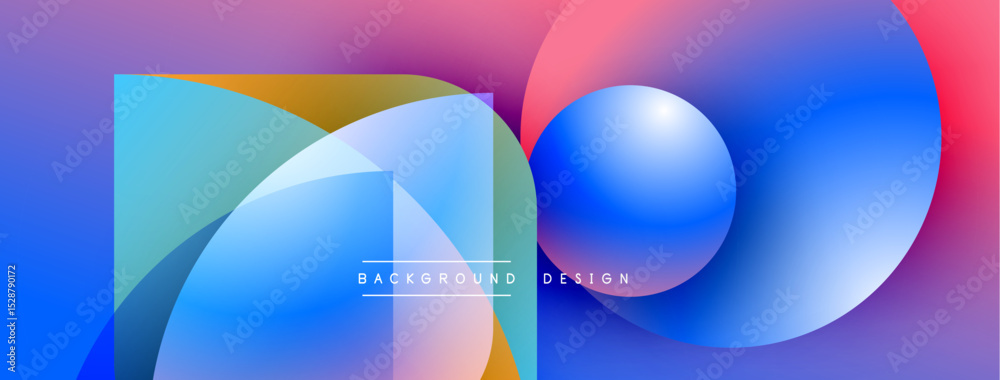 Poster Abstract colorful design. Overlapping shapes create vibrant gradients, modern aesthetic. Background features text background design.