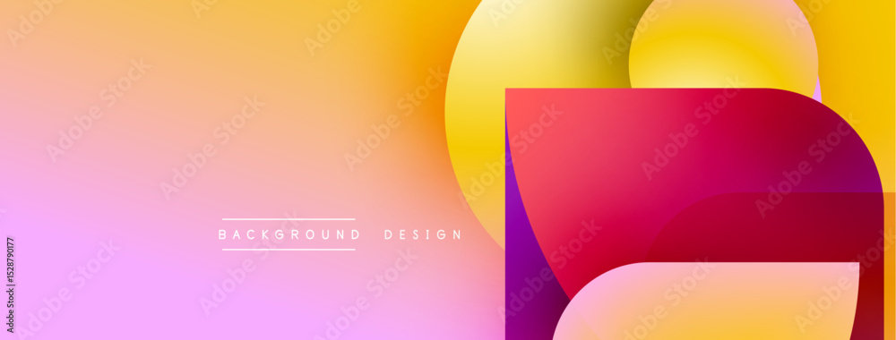 Poster Abstract gradient background. Vivid colors blend smoothly, creating dynamic visual effect. Modern design elements present layered shapes.