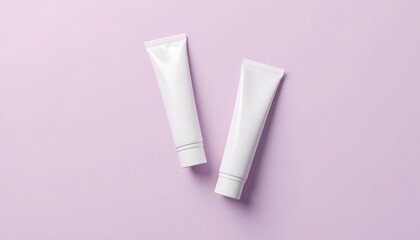 Pink plastic cosmetic bottle, tube, or container with liquid for beauty and skin care product design