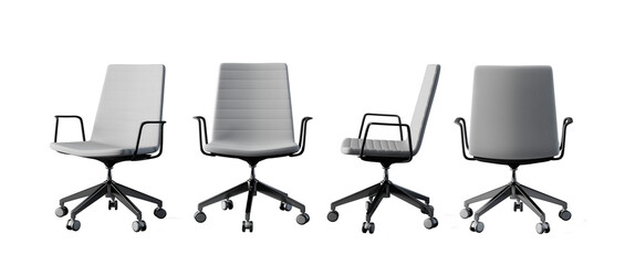 White modern office chair, working chair. Isolated PNG