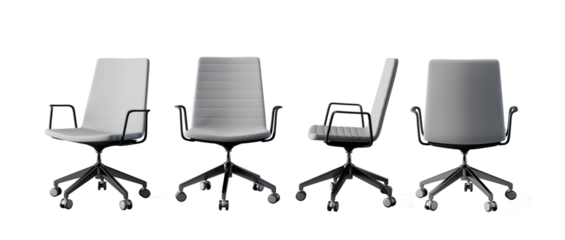 White modern office chair, working chair. Isolated PNG