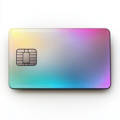 Credit card in gradient color of pink and purple isolated  white background 