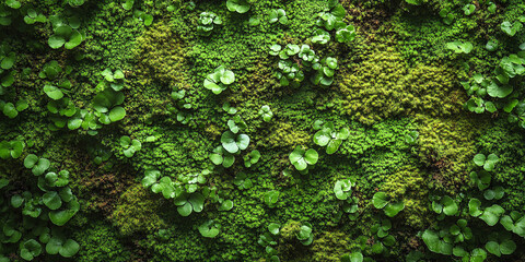 Obraz premium Close-up view of a lush green moss wall, showcasing the intricate texture and vibrant colors of nature's beauty.
