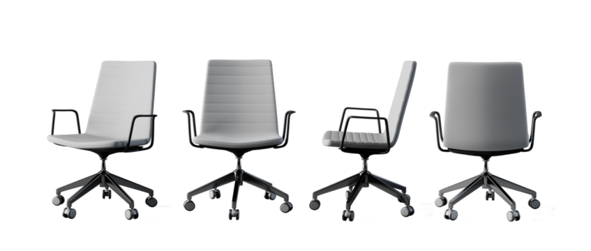 White modern office chair, working chair. Isolated PNG