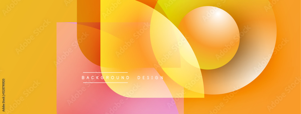Aufkleber Abstract geometric shapes, vibrant orange hues, smooth gradients. Modern design elements create dynamic visual composition.