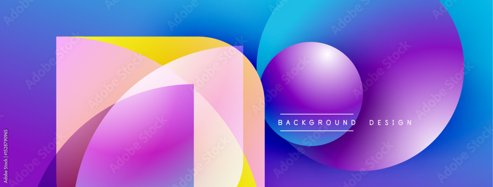 Aufkleber Abstract vibrant shapes overlap, creating dynamic colorful background. Modern design features gradients, text elements.