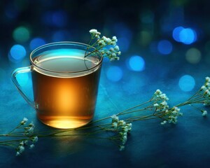 Tranquil tea cup with flowers