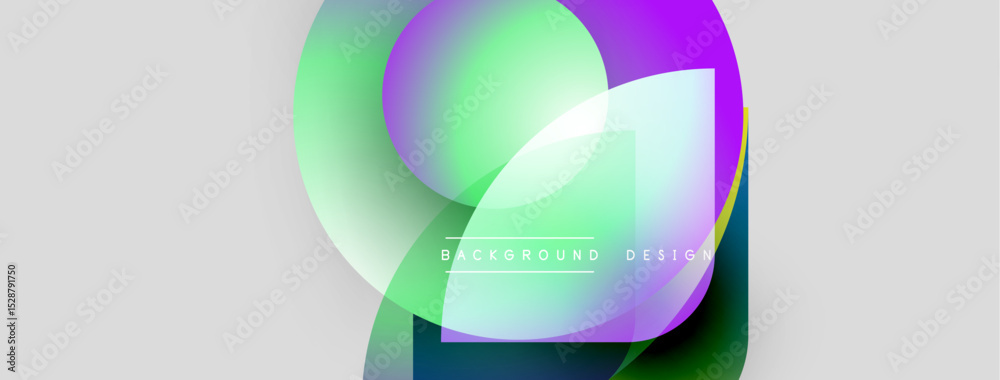 Aufkleber Abstract shapes overlap, creating vibrant color gradients. Soft hues blend, forming modern design element. Minimalist aesthetic.