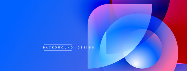 Abstract design features flowing shapes, vibrant blue, purple, red gradients. Modern aesthetic, suitable for backgrounds, presentations.