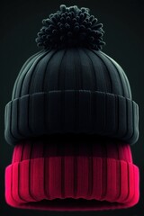 Two winter hats stacked