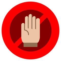 Don't Touch Flat Design Icon, Safety at Workplace Flat Design Icon.