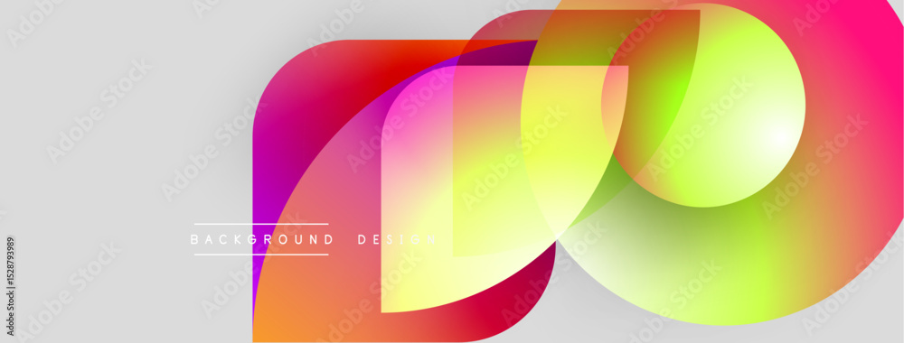 Poster Abstract colorful shapes overlap. Gradient hues create dynamic visual effect. Modern design element for backgrounds, presentations.