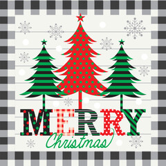 Festive Christmas Trees and Merry Christmas Greeting