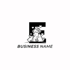design logo creative letter E and animal