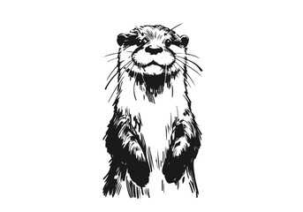 Otter hand drawn sketch vector illustration