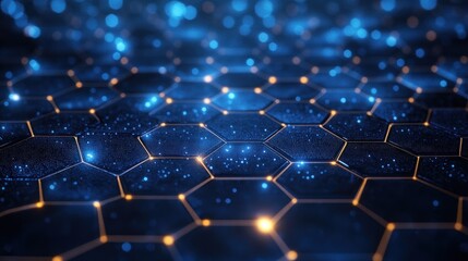 Obraz premium Abstract futuristic hexagonal network with glowing points