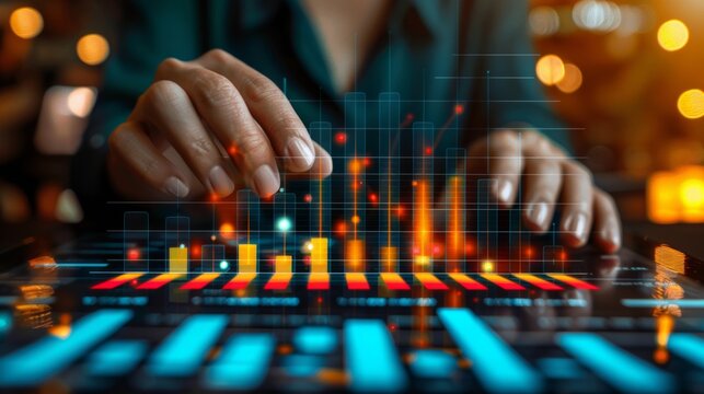 Manager analyzes growth metrics on dashboard for enhanced business performance and sales strategy