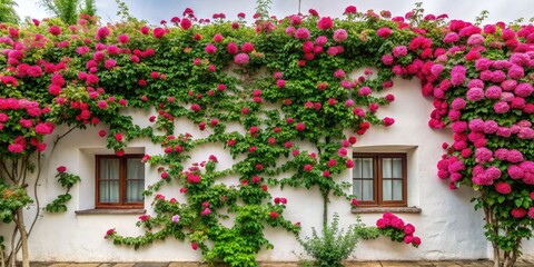 Night Blooming Rose Creeper Building Photography, Night Rose Flower Wall, Dark Romantic Climbing Rose, Urban Night Blossom,  Nighttime Floral Photography