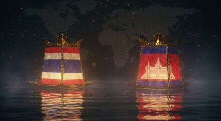 Golden Crowns and National Flags: Thailand and Cambodia Lanterns