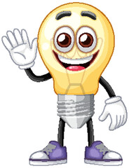 Cheerful Light Bulb Character Illustration