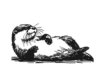 Otter hand drawn sketch vector illustration