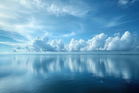 Time lapse of clouds reflecting over Biscayne Bay creating serene scenery, Time lapse looking across Biscayne Bay at the clouds moving over Miami Beach Florida