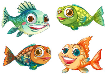 Colorful Cartoon Sea Creatures