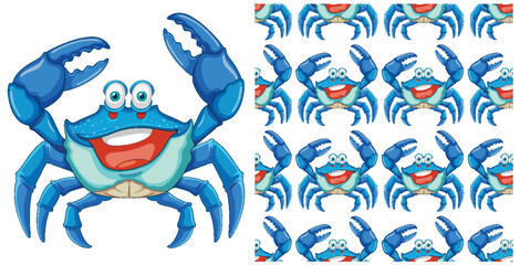 Cheerful Blue Crab Pattern Design