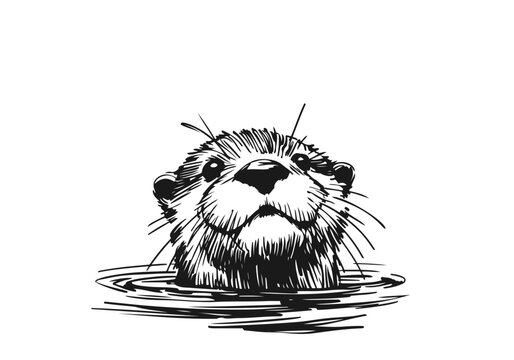 Otter hand drawn sketch vector illustration