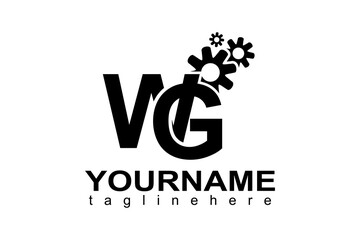 This is a WG letter logo and gear suitable for use in logo designs for repair companies, workshops, cell phone services, electronic devices, settings, applications, mechanics, machines, tools, automot