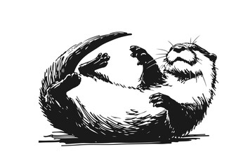 Otter hand drawn sketch vector illustration