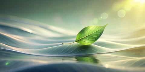 Serene Leaf Afloat on Gentle Undulating Surface, Symbol of Tranquility and Natural Harmony