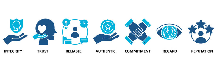 Credibility banner web icon vector illustration concept with icon of integrity, trust, reliable, authentic, commitment, regard, and reputation