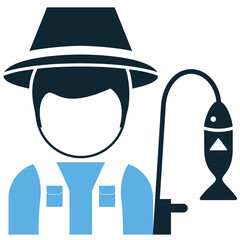 Fisheries icon vector for aquatic harvesting, aquaculture, and seafood production. Ideal for marine industry, sustainable fishing, and food supply chain themes.