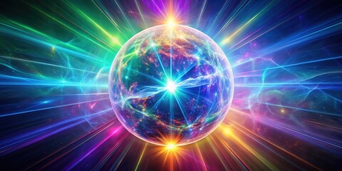 Radiant Celestial Orb A Symphony of Light and Energy Emanating from a Vibrant, Illuminated Sphere