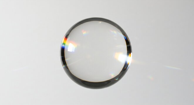 虹色光彩輝く透明な水滴 美しいマクロ写真. AI Generated