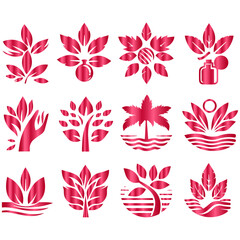 A premium, high quality editable set of various exotic summer leaf species