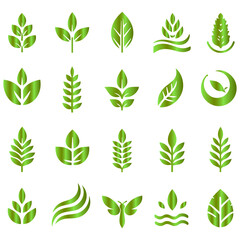 Stylish green leaves design editable graphic set of tropical summer leaves and floral elements