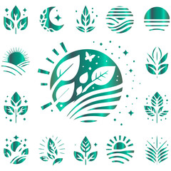 A stylish and well editable luxurious collection of minimalist summer leaf line art