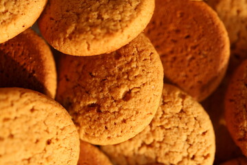 crunchy oatmeal cookies - close-up Food Texture Background